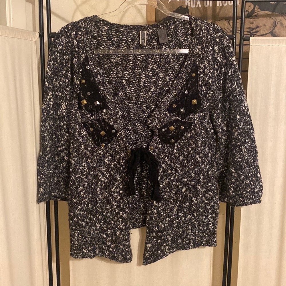Buckle Cardigan with embroidery and stud detail Excellent Used Condition, Size L